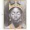 24" x 2" x 24" Black Canvas Woman Shaded Living Room Framed Wall Art with Blue Crown and Gold Foil Accents